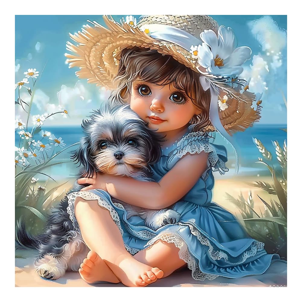 SJUTOUCI Dog Diamond Art Painting Kits for Adults, Diamond Art Kits for Beginners, 5D DIY Full Drill Gem Craft for Home Decor Gift 12x12inch/30x30cm SJUTOUCI