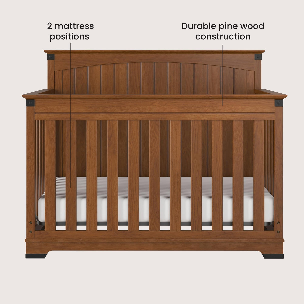Child Craft Redmond Full Panel 4-in-1 Convertible Crib, Baby Crib Converts to Day Bed, Toddler Bed and Full Size Bed, 3 Adjustable Mattress Positions, Non-Toxic, Baby Safe Finish (Coach Cherry) Child Craft