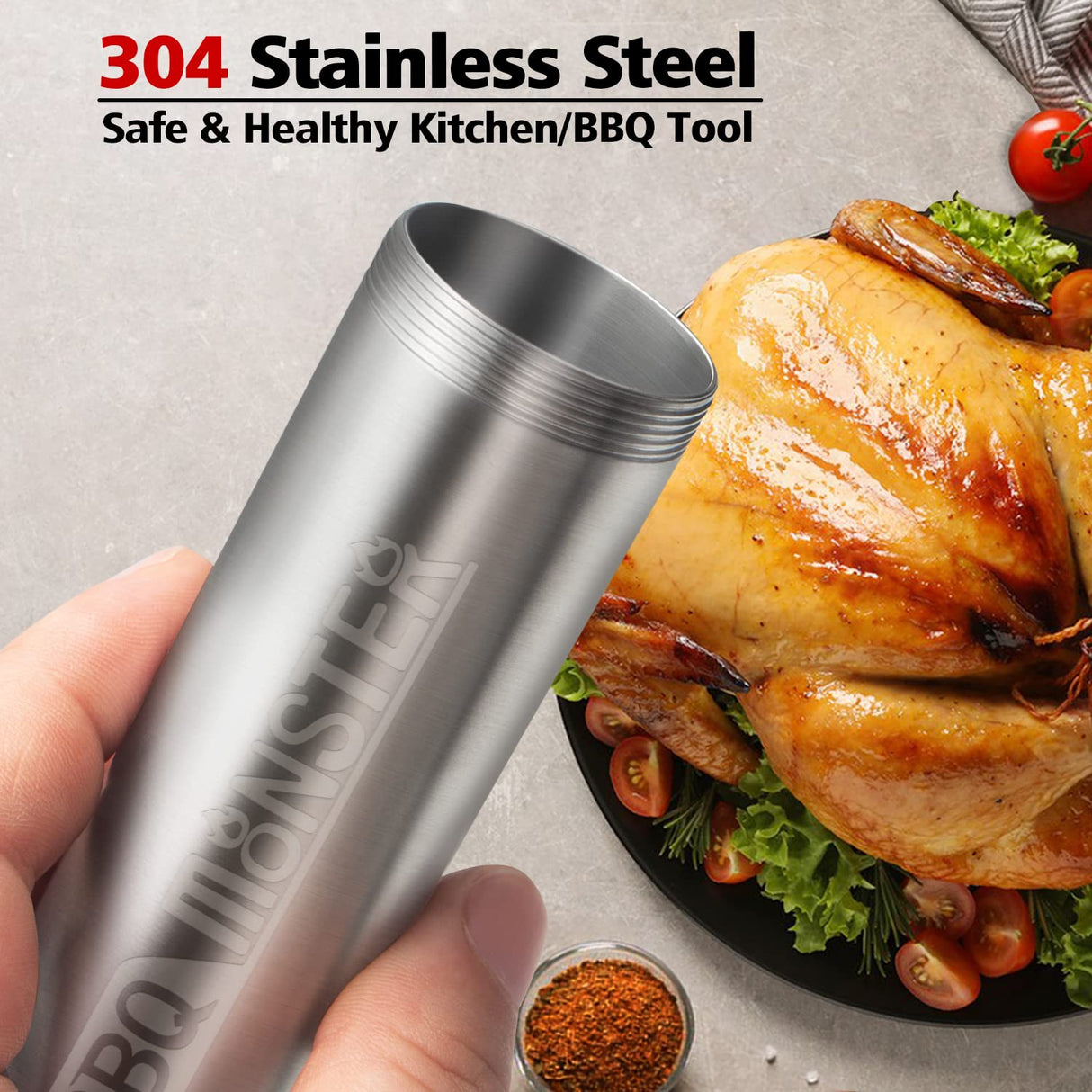 BBQ Monster Meat Injector Syringe Kit with 4 Professional Marinade Injector Needles for BBQ Grill Smoker, Turkey and Brisket; 2-oz Large Capacity, Including Paper User Manual, Recipe E-Book (PDF) OFG