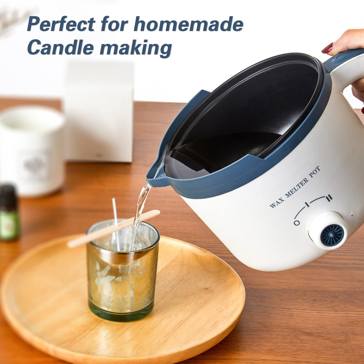 Ksedcon Candle Melting Pot, Electric Wax Melter for Candle Making with Pouring Spout, Non-Stick Small Candle Making Pouring Pot Ksedcon