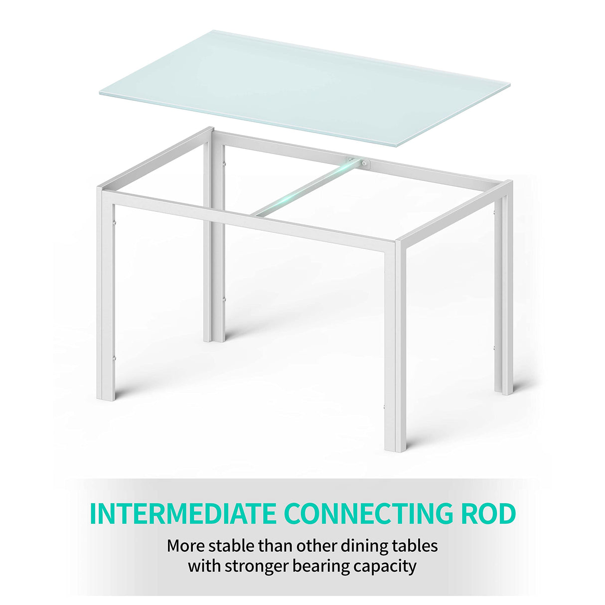 Gizoon 5 Piece Glass Dining Table Set, Kitchen and Chairs for 4, PU Leather Modern Room Sets for Home, Kitchen, Living Room Gizoon