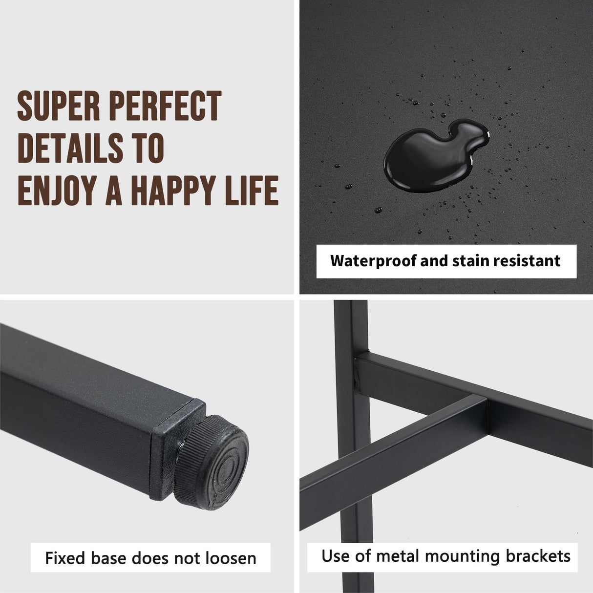 Rongbuk 44.5" Bar Table,Pub Table with Adjustable Feet Floor Protector, Narrow Rectangular Dining Table, Kitchen Counter Table, High Top MDF Table,Sofa Table with Sturdy Metal Legs,Black Rongbuk