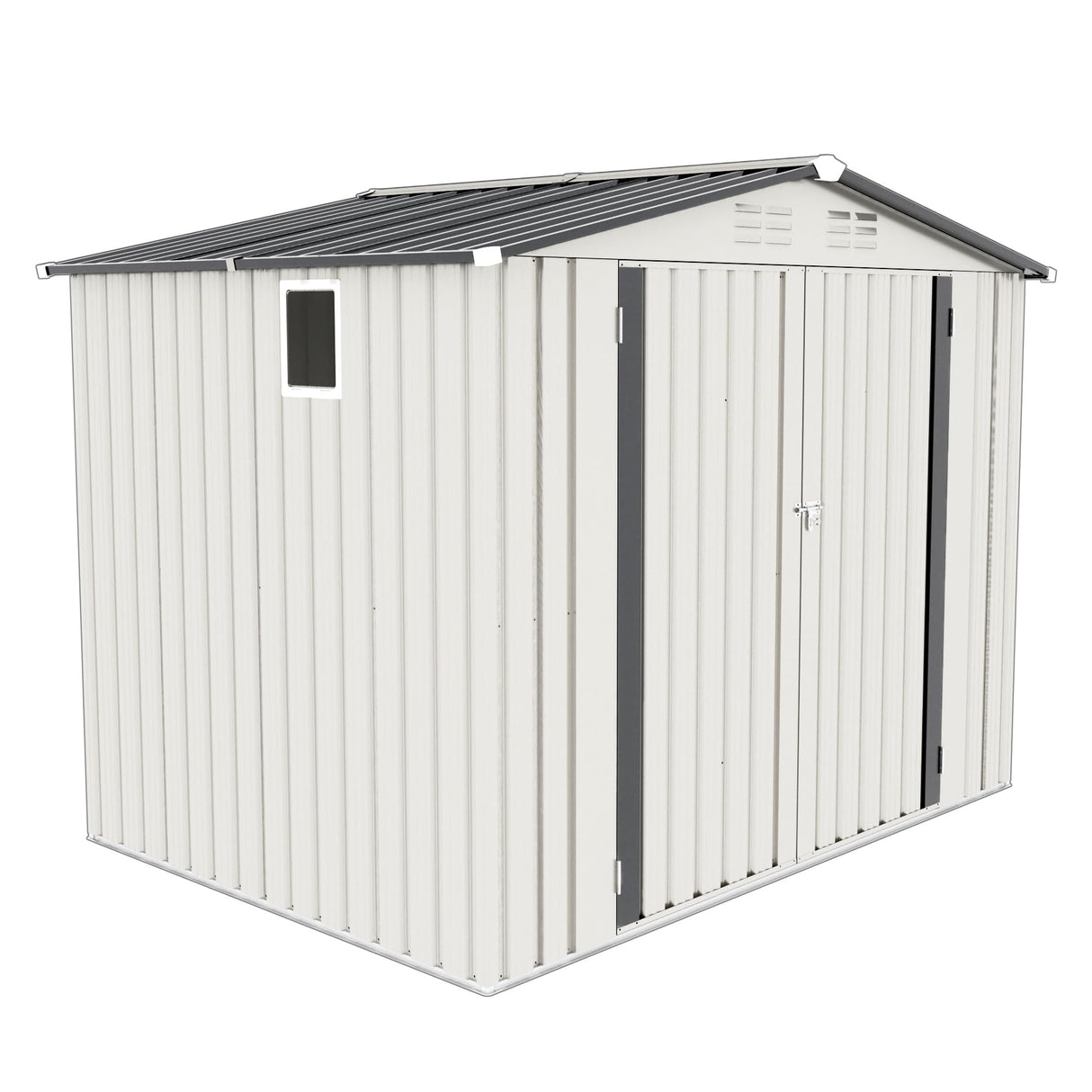 Vigo huseeo 8x5.7x6FT Storage Shed, Outdoor Galvanized Steel Garden Shed with Lockable Door & Window, Waterproof Metal Tool Storage for Garden, Backyard, Patio, Lawn Vigo huseeo
