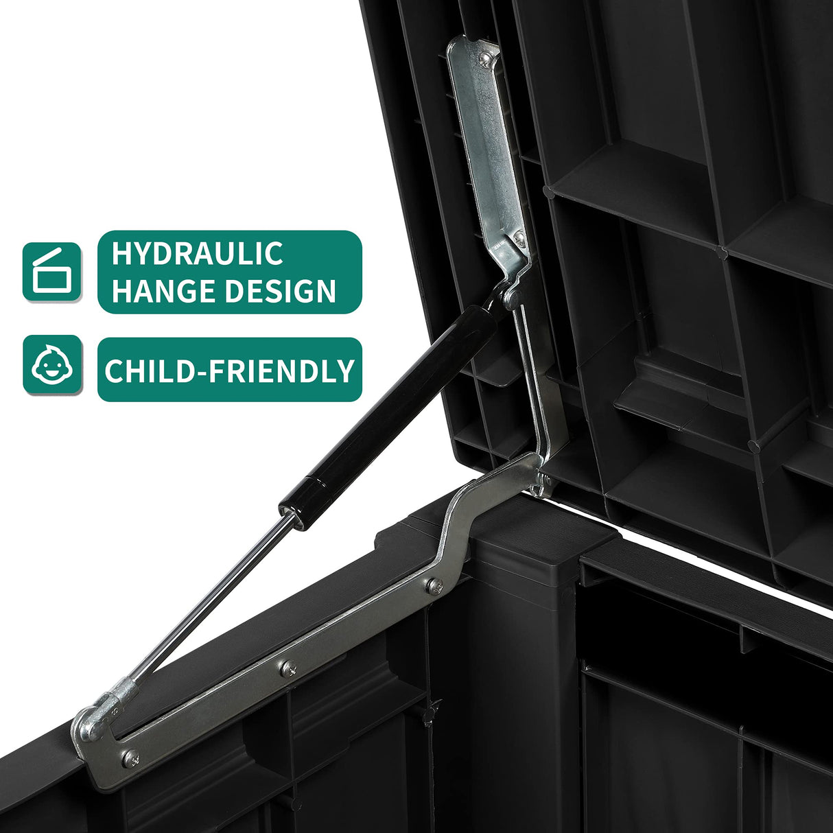 YITAHOME 120 Gallon Outdoor Storage Deck Box, Large Resin Patio Storage for Outdoor Pillows, Garden Tools and Pool-Supplies, Waterproof, Lockable (Black) YITAHOME