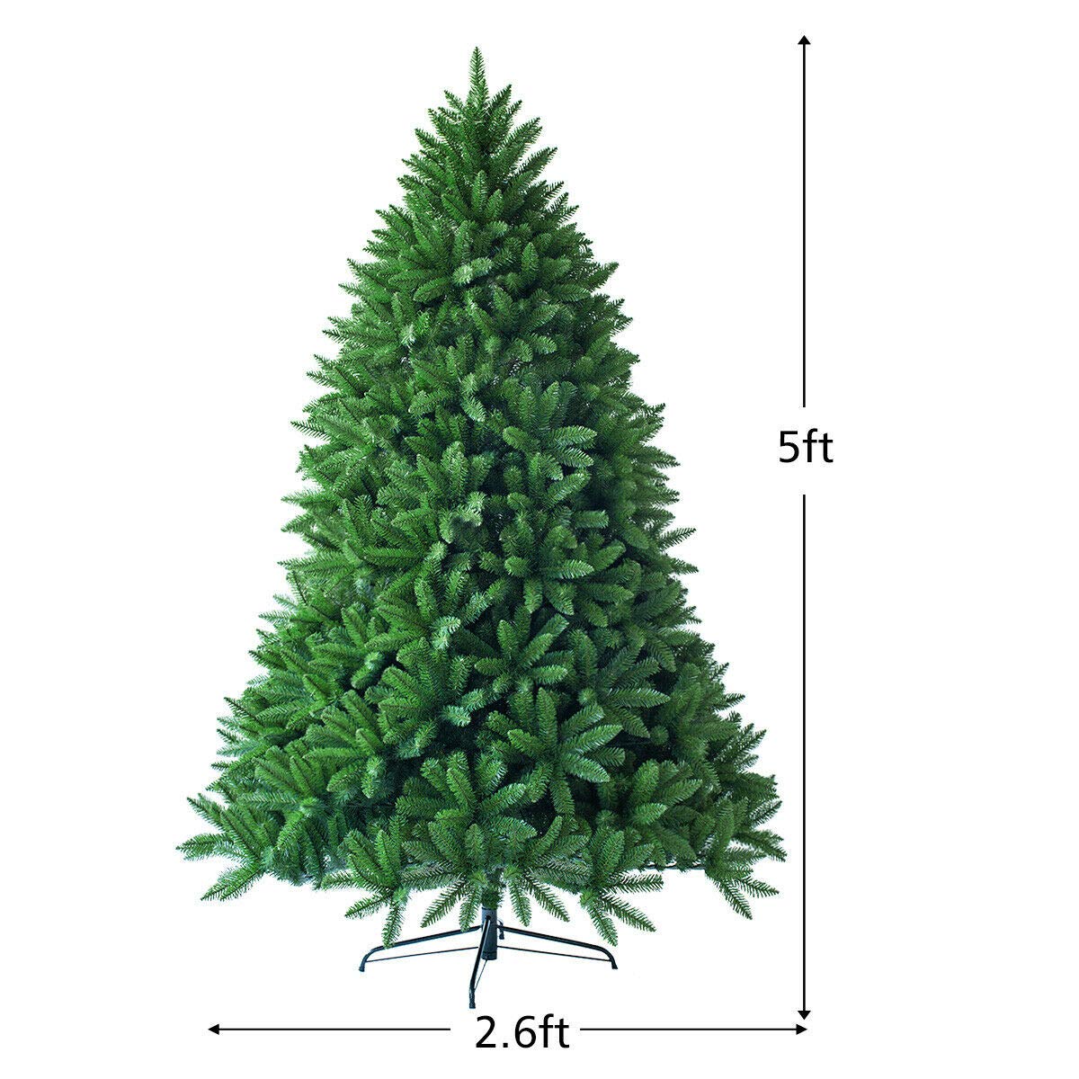Goplus 5ft Unlit Artificial Christmas Tree, Premium Hinged Fir Tree, Easy Assembly with Metal Stand, Xmas Décor for Indoor and Outdoor (5ft) Goplus