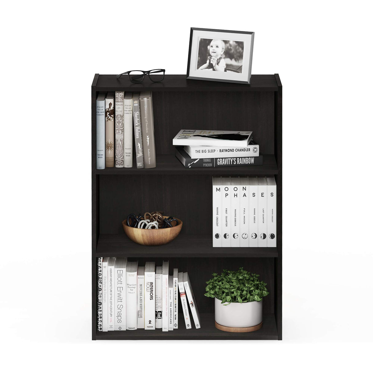 Furinno Pasir 3-Tier Open Shelf Bookcase, Espresso Furinno
