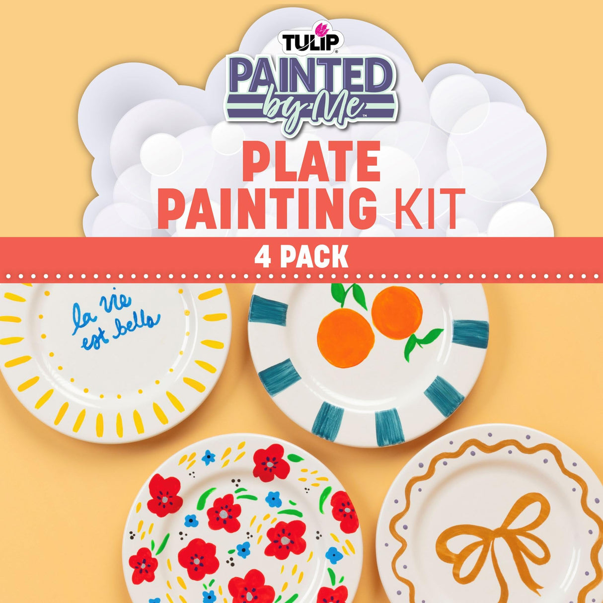 Tulip Food Safe Plate Set Bake at Home Ceramic Painting Kit, 4 fl oz, White Tulip