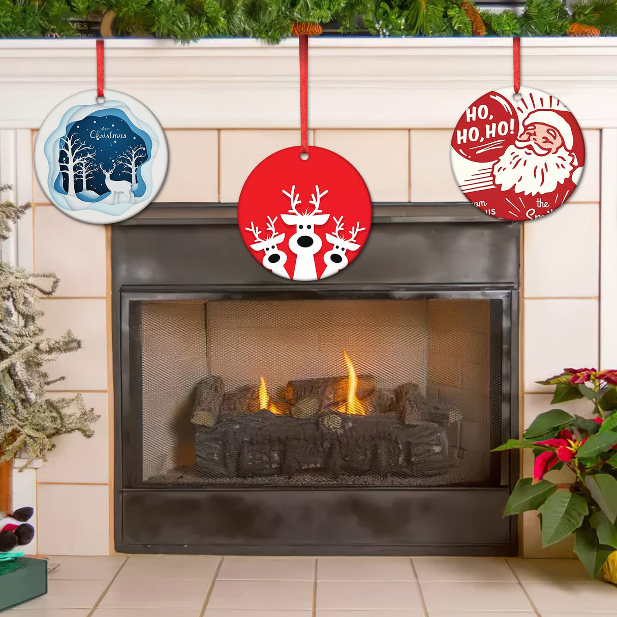 3.15" Sublimation Ornament Blanks, 20 Pieces Round Blank Sublimation Ornaments Personalized Christmas Ornament Blanks for Christmas Tree Decor HooAMI