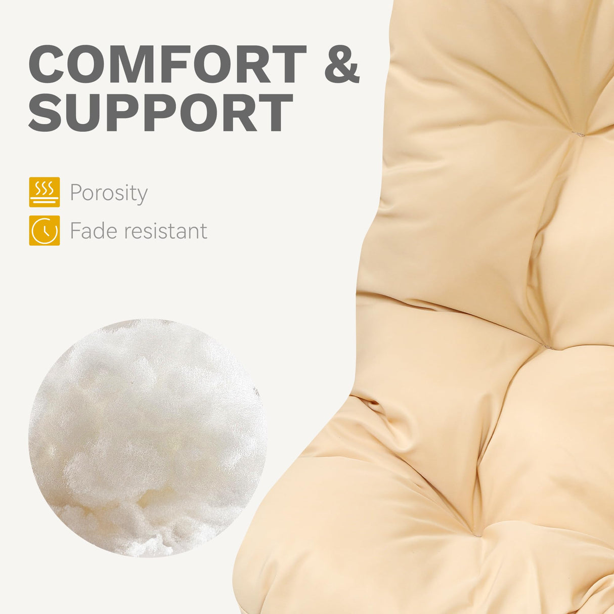 DWVO Egg Hanging Swing Chair with Stand Egg Chair Wicker Indoor Outdoor Hammock Egg Chair with Cushions 330lbs for Patio, Bedroom, Garden and Balcony, Beige DWVO