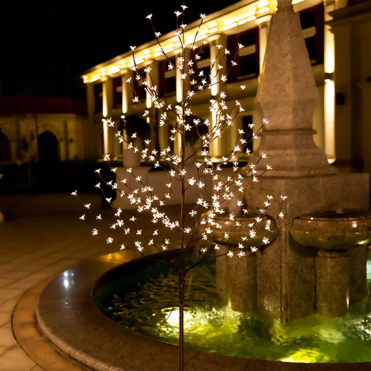 Tybeeu Lighted Cherry Blossom Tree Set 4ft, 5ft and 6ft with 144/184/240 Warm White LED Lights for Holiday Decor - Dimmable, UL Certified, Waterproof - Ideal for Indoor and Outdoor Decoration TYBEEU