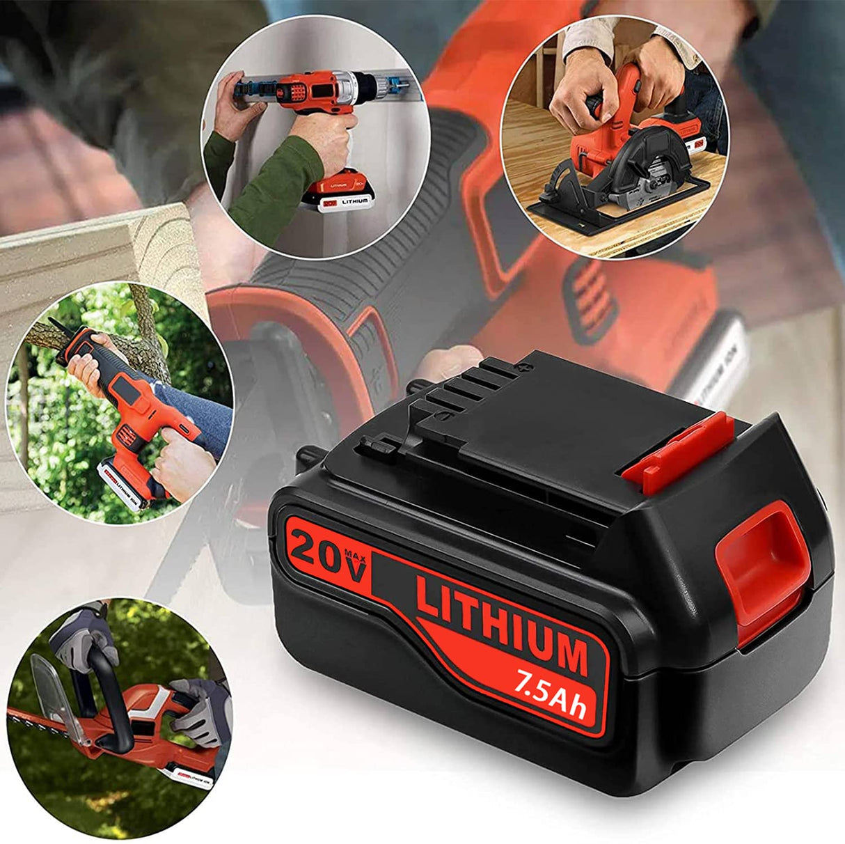 BATTOOL Upgraded 7500mAh 20V LBXR20 Replacement Battery for Black and Decker 20V Lithium Battery LB20 LBX20 LBXR2020-OPE LBXR20B-2 LBX4020 BATTOOL