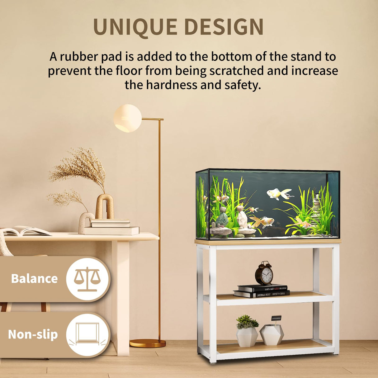 Avolander Fish Tank Stand Metal Aquarium Stand 40-50 Gallon, Double Layer Metal with Storage Weight Capacity 760lbs, 31.5 X 27.56 X 17.72 inch, White Walnut Brown Avolander