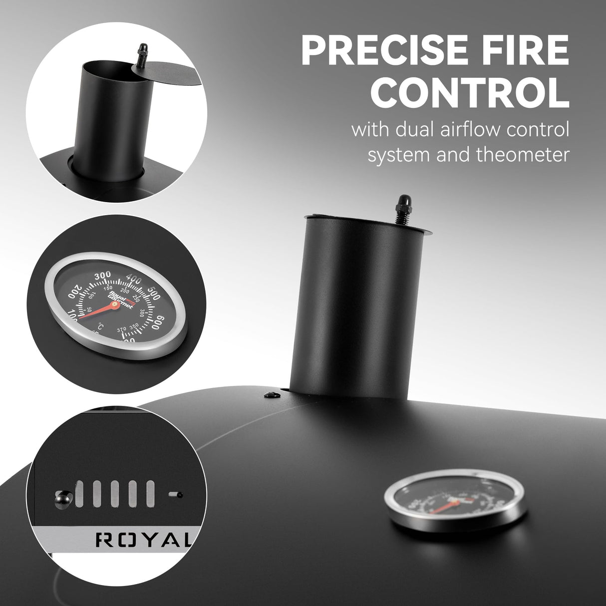 Royal Gourmet CD1824ET 24-Inch Movable Charcoal Grill with Foldable Side Tables, Outdoor BBQ Grill with 470 Sq. In. Cooking Area for Outdoor Picnic and Camping Grilling, Black Royal Gourmet