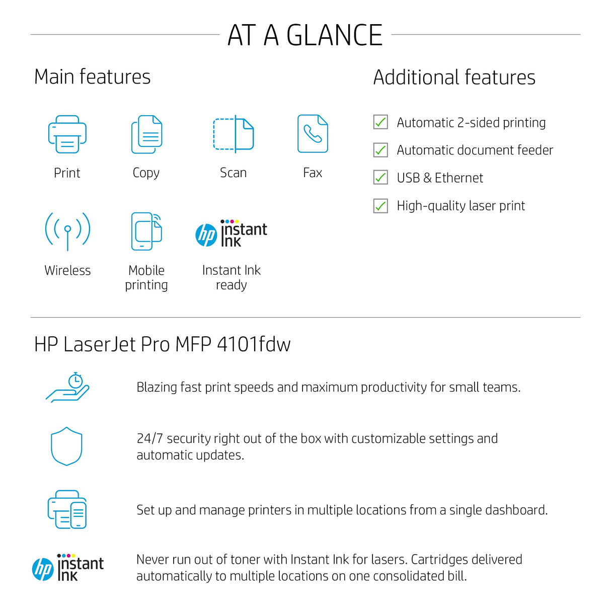 HP LaserJet Pro MFP 4101fdw Wireless Black & White Printer with Fax (Renewed) HP
