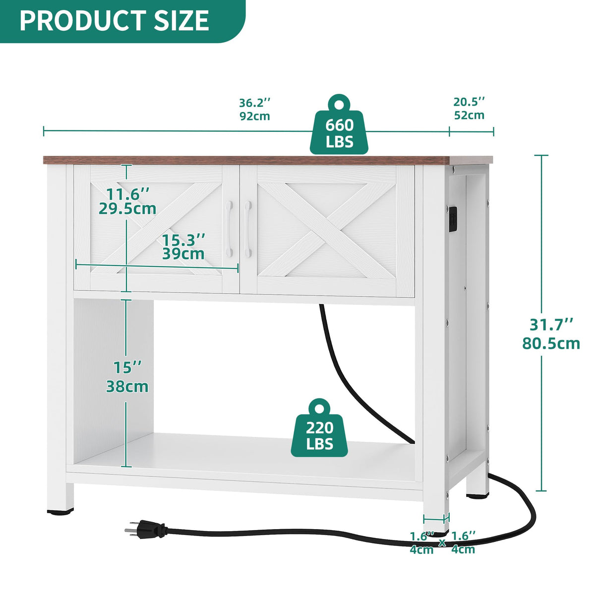 YITAHOME Heavy Duty 40-50 Gallon Aquarium Stand with Power Outlets, Cabinet for Fish Tank Accessories Storage - Metal Fish Tank Stand Suitable for Fish Tank, Turtle Tank, 660LBS Capacity, White YITAHOME