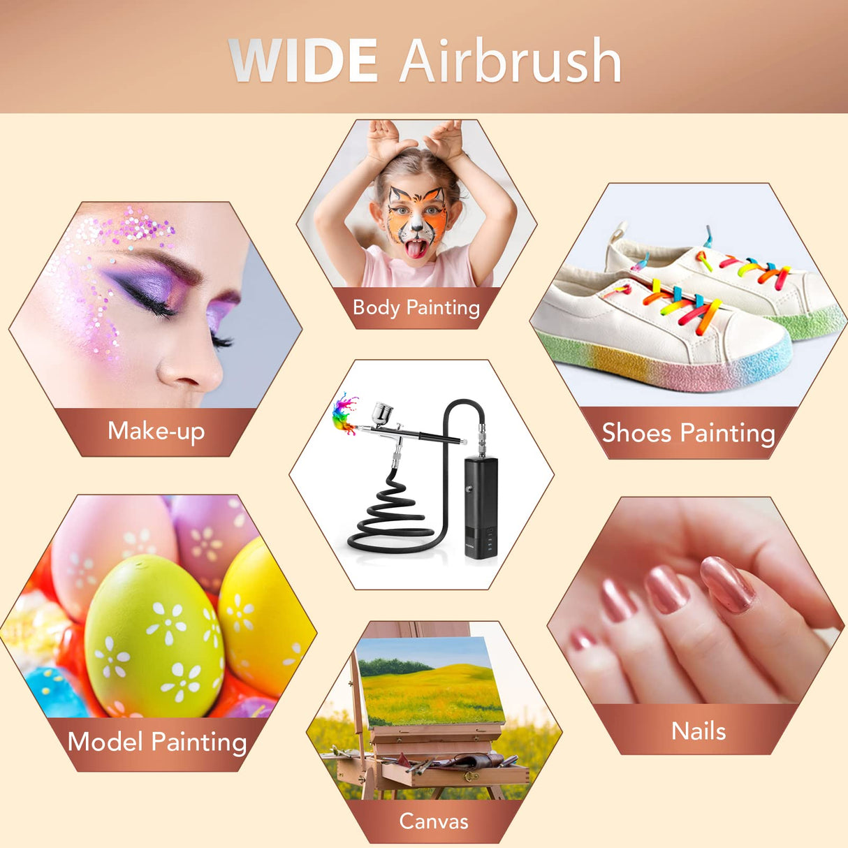 Airbrush Kit with Compressor, 32PSI Handheld Mini Air Brush Gun Set, Portable High Pressure Air Brushes for Painting, Tattoo, Nail Art, Mode, Makeup, Cake, Barber WoodArtSupply