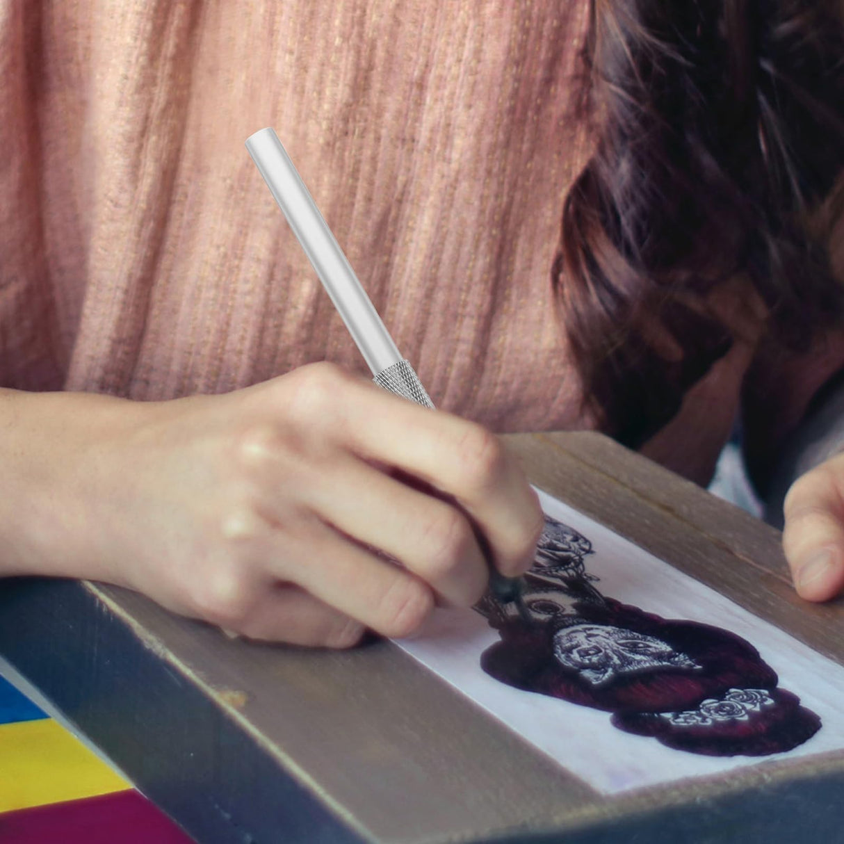 TEHAUX 5pcs Pencil Extenders, 4inch Stainless Steel Lengthener with Adjustable Charcoal Stand for Pencils (Silver) TEHAUX