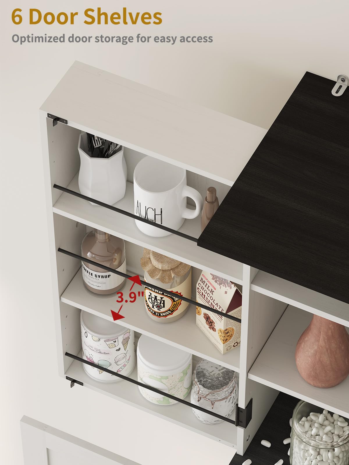 Kitchen Pantry Storage Cabinet 72” Tall, Bathroom Storage Cabinet with 4 Adjustable Shelves and 1 Drawer, Metal Storage Cabinet Freestanding Cupboard for Kitchen, Dining Room, Bathroom (White) Sunny Heart