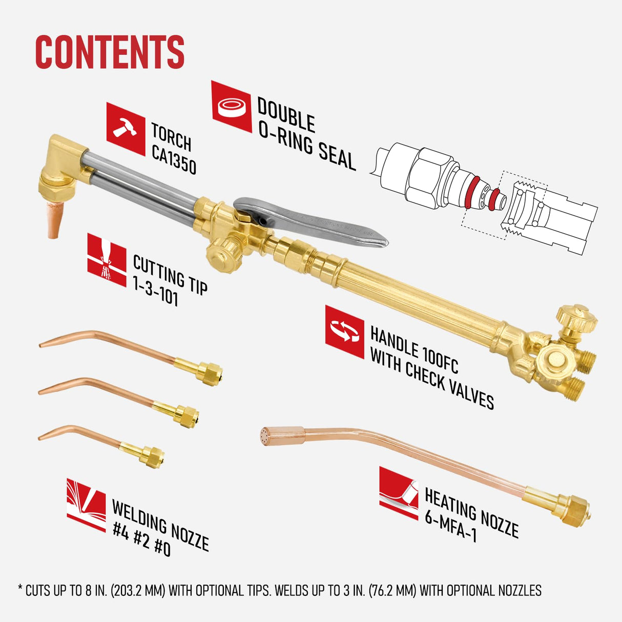 RX WELD Medium Duty Oxy Acetylene Torch Kit with Check Valves, Heating Nozzle-6-MFA-1 Gas Cutting Welding Brazing RX WELD