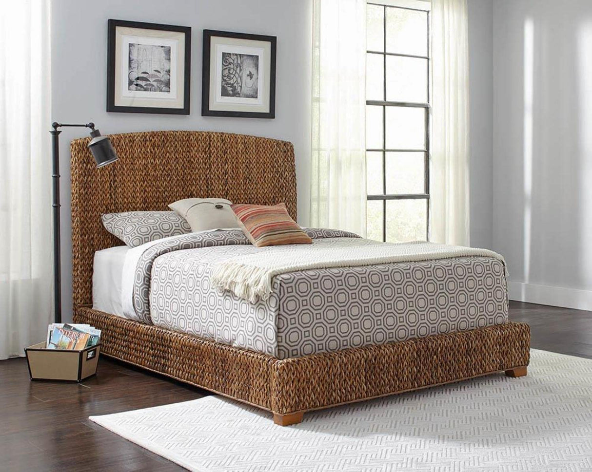 Coaster Furniture Platform Bed 83" W x 87" D x 56.5" H Natural/Cocoa Brown 300501KE Coaster Home Furnishings