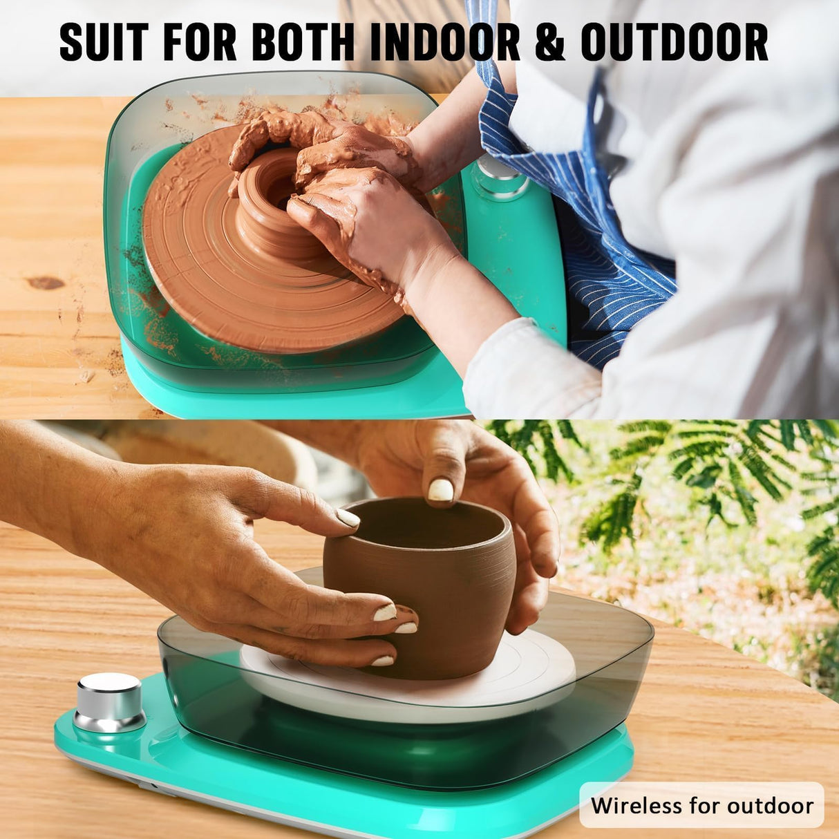 Pottery Wheel for Adults Beginners Kids - 6" Variable Speed Pottery Wheel Tool Kit, RPM Speed Adjustable with Rechargeable Battery, 1.8 Lb Air Dry Clay, Art Supplies, Crafts for Adults Teenager Insnug