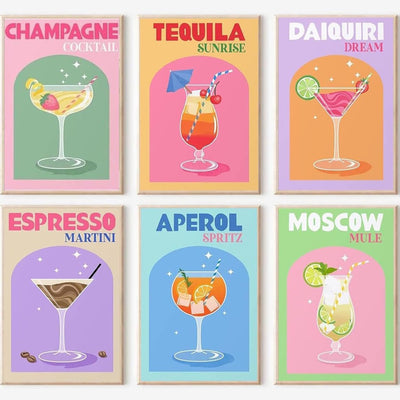 DAZZLEDOTS 6 Pack Diamond Art Kits for Adults, Cocktail Diamond Painting 5D Diamond Art Kits for Beginners Retro Cocktail DIY Full Drill Paint by Diamonds Dot Gem Art for Home Wall Decor 12x16Inch