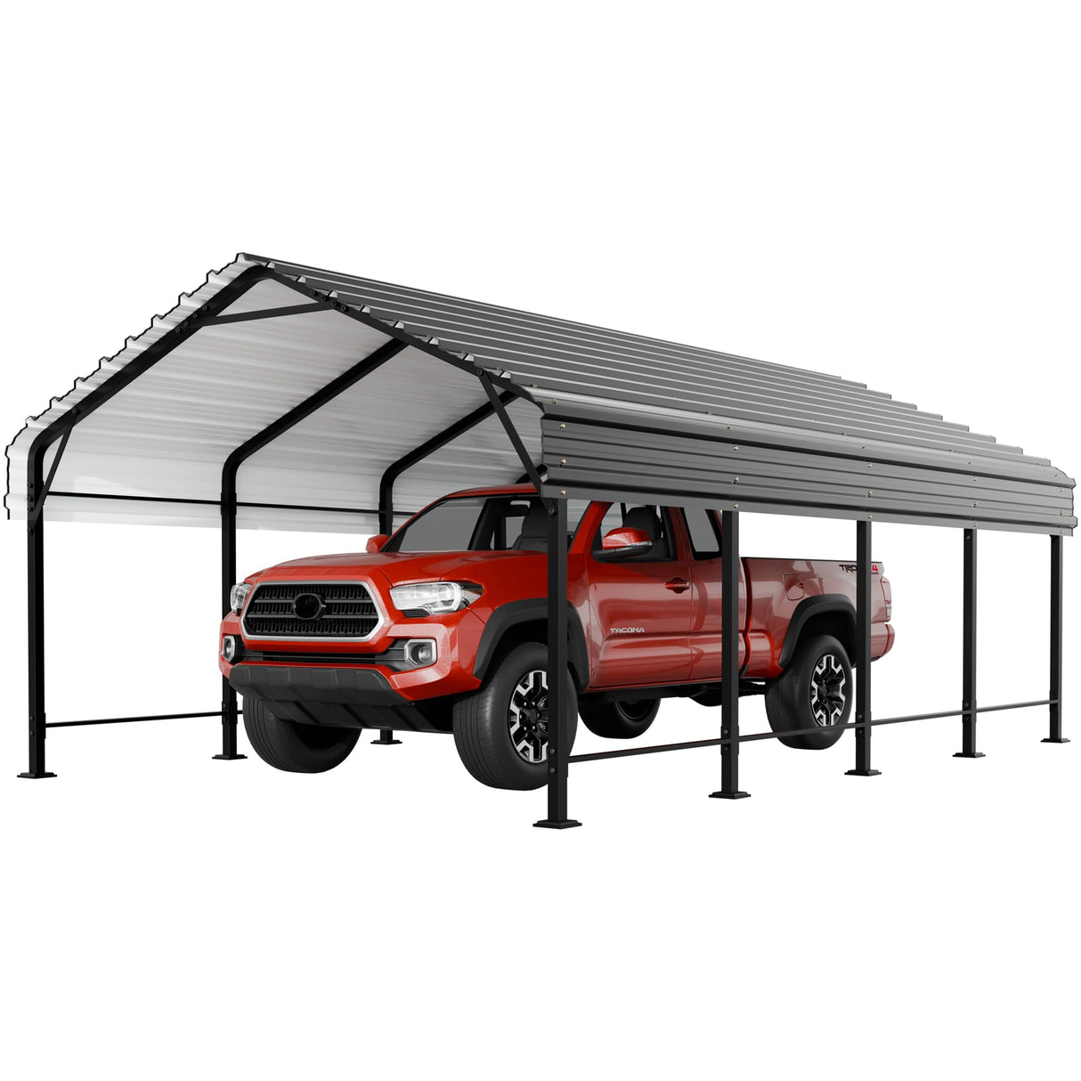 JY QAQA 12 x 20 ft Metal Carport, Heavy Duty Carport Canopy with Galvanized Steel Roof, Outdoor Car Tent Metal Garage Shelter for Car, SUV, Trucks and Boats JY QAQA PET