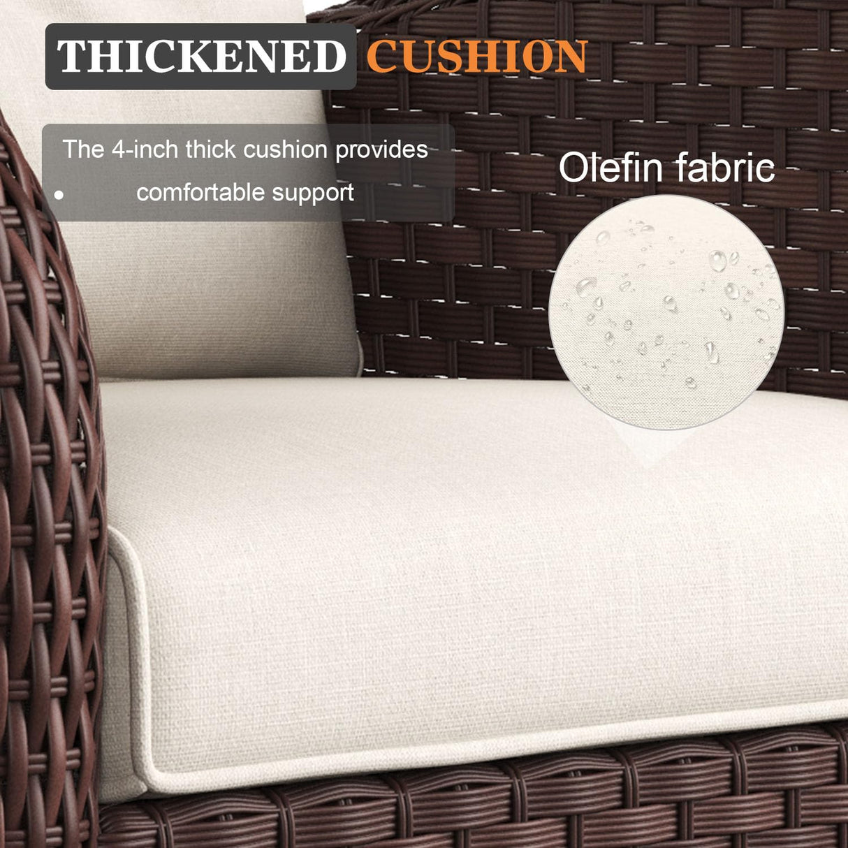 Vakollia 9 Pieces Patio Furniture Sets, Wicker Rattan High Back Outdoor Swivel Rocking Chairs Set with 3-Seat Couch, Ottomans and Side Table Vakollia