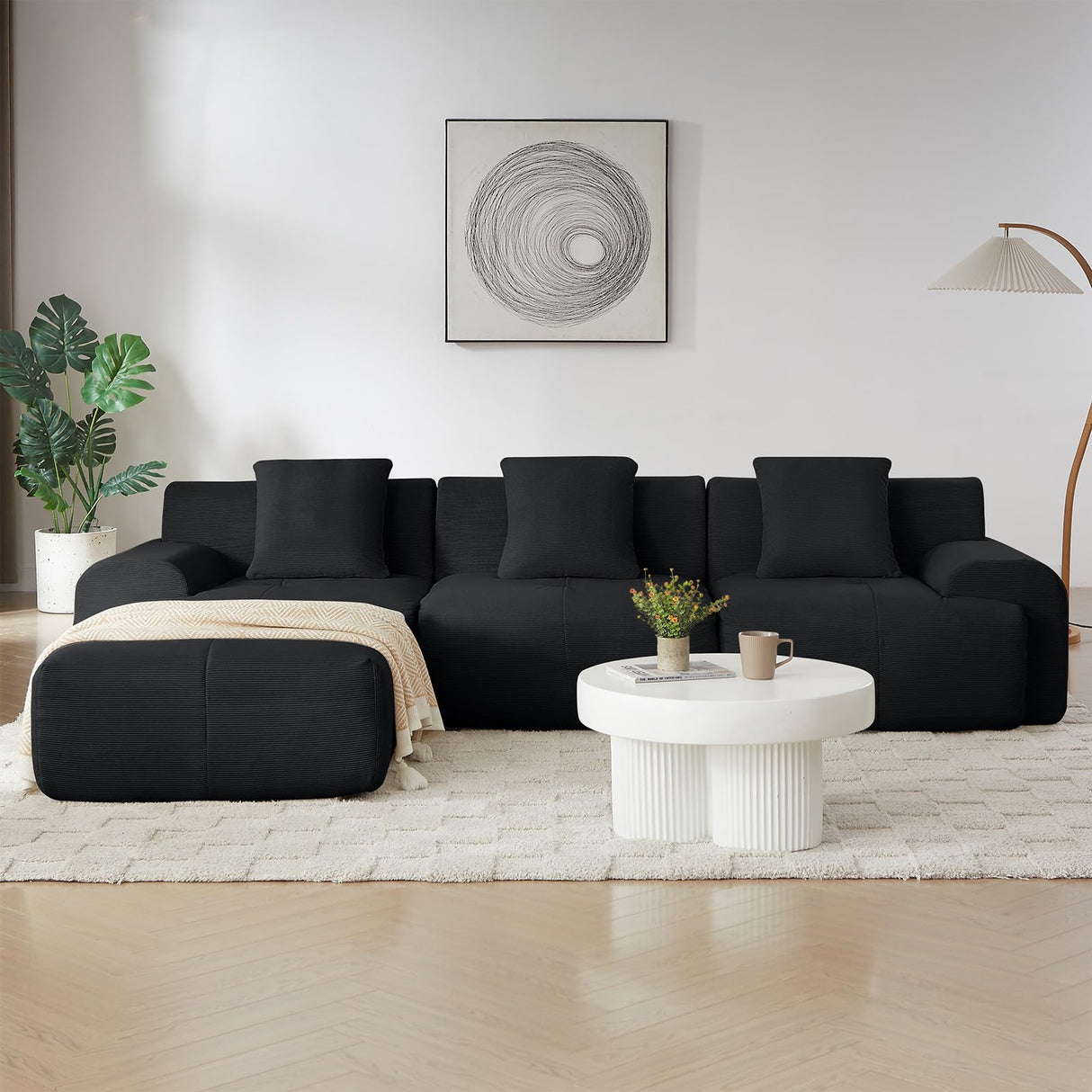 Cloud Couch β Boneless Modular Sectional Sofa with Ottoman, Oversized Sectional Couches for Living Room, Deep Seat, Soft Corduroy Fabric, Modern L-Shaped Lounge,U-Shaped Sectionals MYFUNSHOP