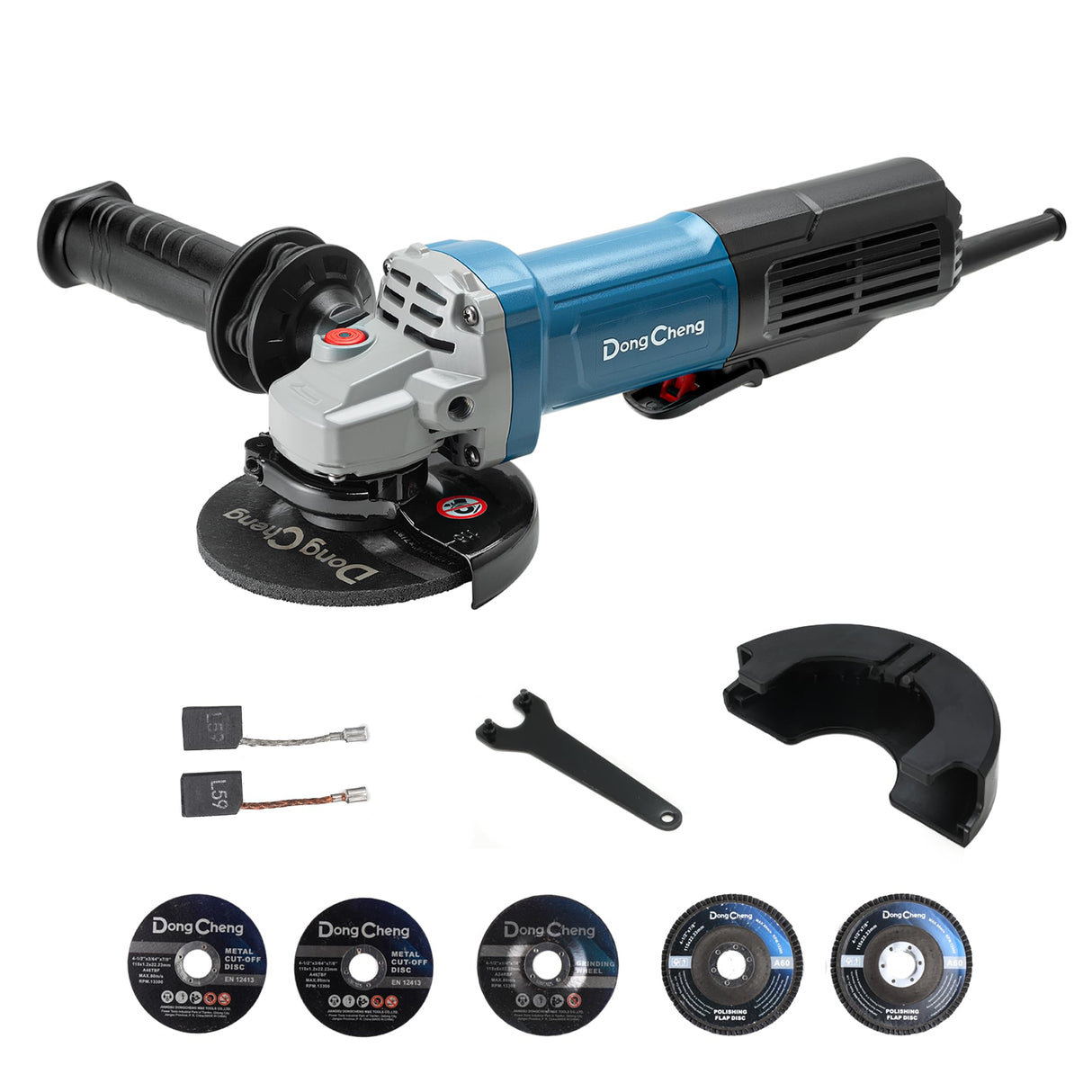 DongCheng 9.2 Amp Power Angle Grinders, 4-1/2 in., 11800RPM, Tool-Free Guard, Electric Metal Grinder Tool, Small Corded Angle Grinder, Paddle Switch, Shockproof Handle for Cutting, Grinding, Polishing Dong Cheng