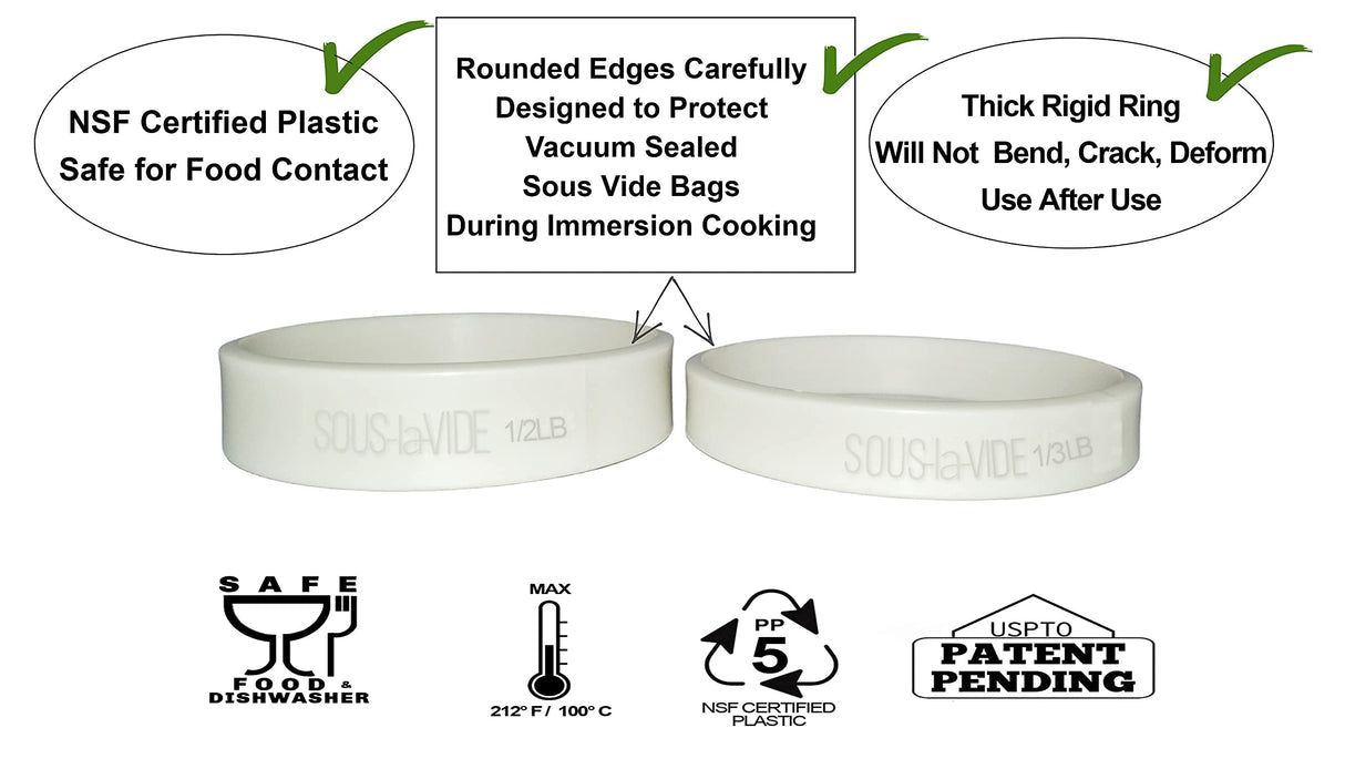 Sous Vide Perfect Hamburger/Burger Immersion Cooking Rings, SET of 6 (1/2 LB. Rings) sous-la-vide