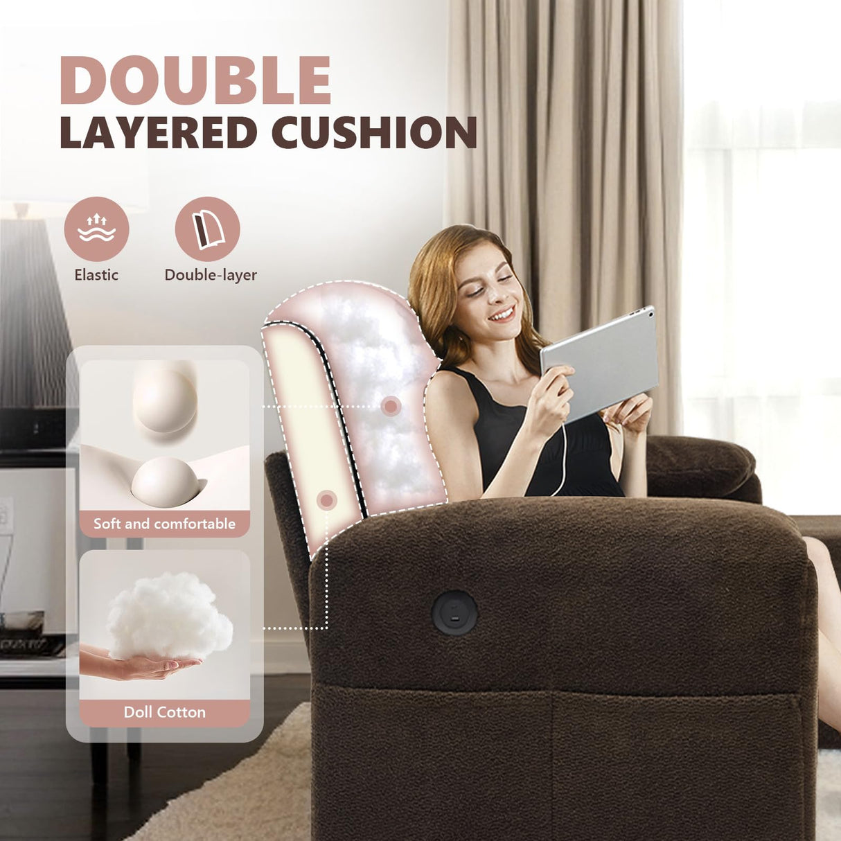 VINGLI Convertible Sofa Bed Couches for Living Room, Sleeper Sofa with Pull Out Couch Bed, Cloud-Like Plush Fleece L-Shape Sectional Couch with Storage Chaise, USB Charging, Side Pockets (Dark Brown) VINGLI