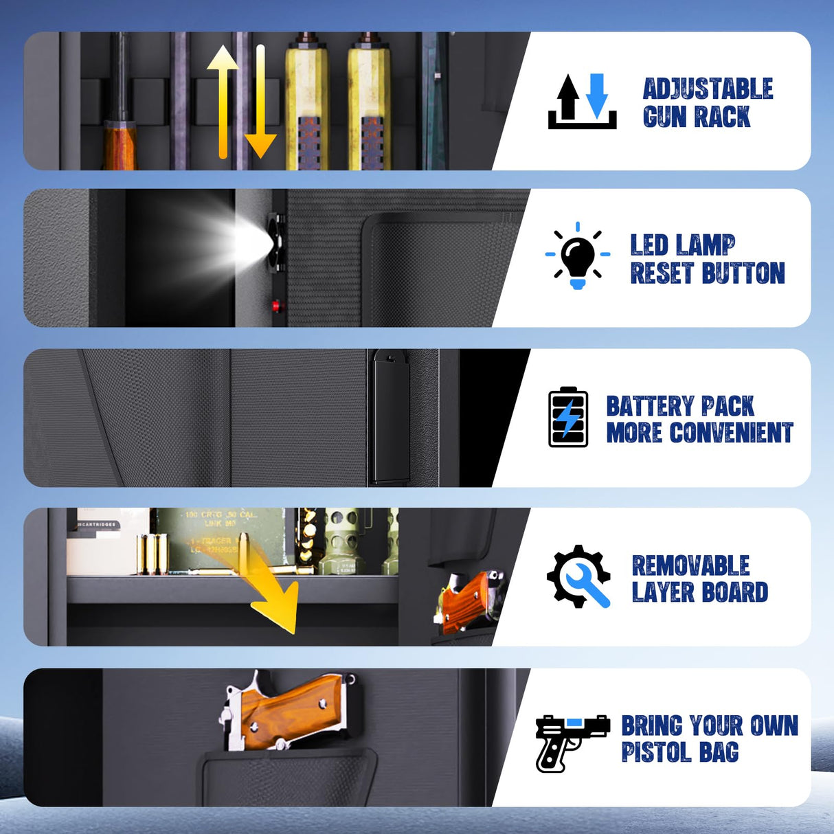 8-12 Gun Safe for Rifles and Pistols,Biometric Fingerprint Lock,No Assembly Required,Fireproof Gun Safe for Home with Removable Gun Shelf,Alarm System,Silent Mode (57"H × 12"D × 14"W) ZZXCBB