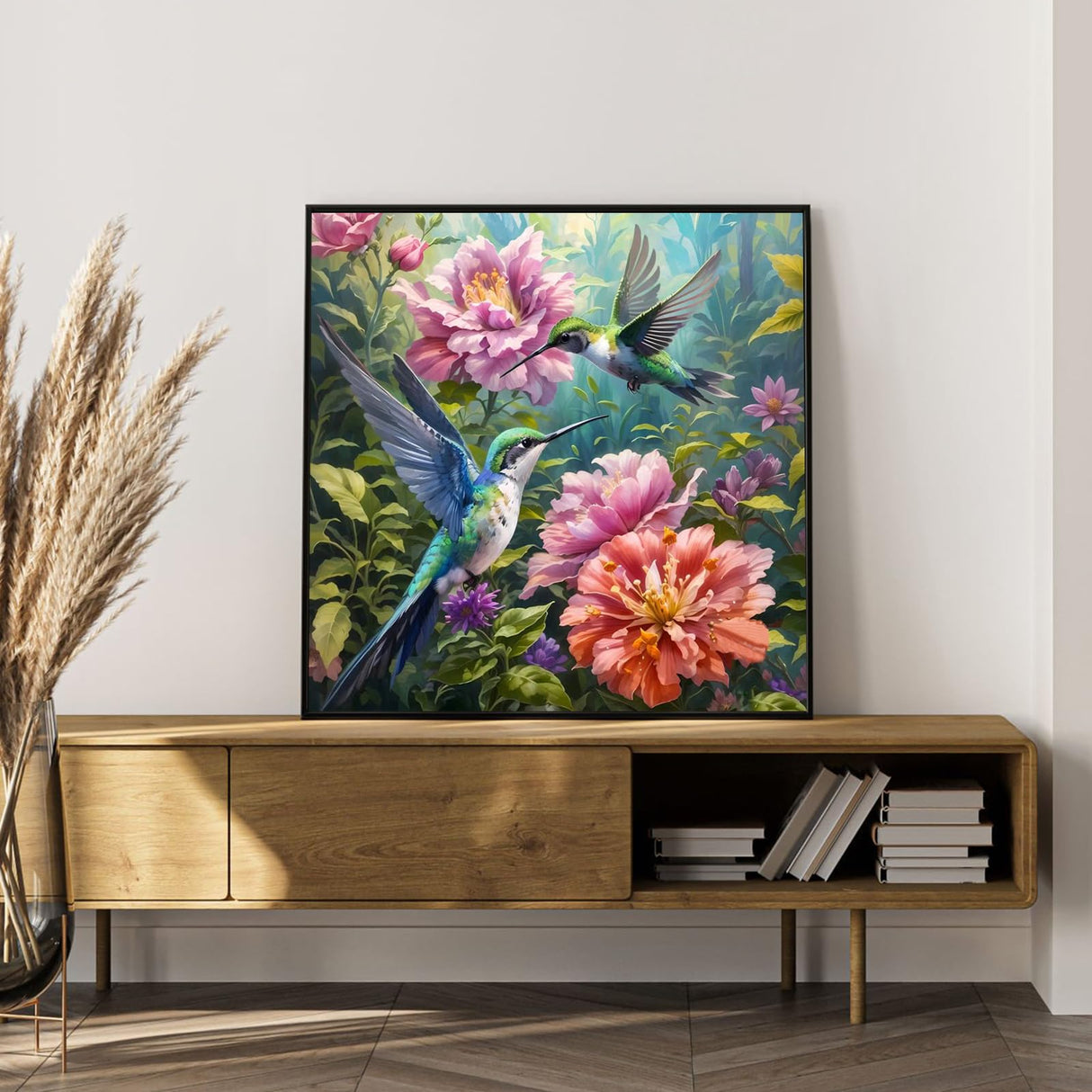 Paint by Numbers Kit for Adults Beginner Hummingbird, Flower Adult Paint by Number Kits on Canvas, Bird DIY Acrylic Oil Painting by Numbers for Adults, Perfect for Home Wall Decor 16X16 Inch Okarina