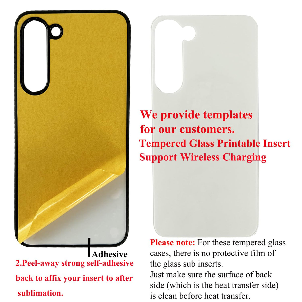 JUSTRY 5PCS Sublimation Blanks Phone Case Bulk Covers Compatible with Samsung Galaxy S23 5G, Support Wireless Charging, Easy to Sublimate DIY, 2 in 1 2D Soft Rubber Case + Tempered Glass Inserts JUSTRY