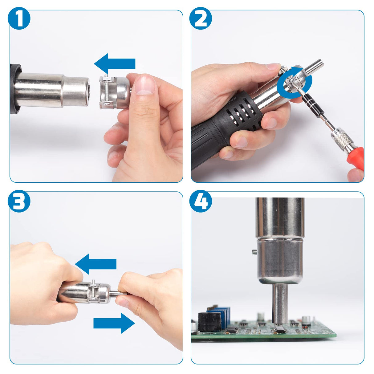 WEP 8858-V Hot Air Rework Station Kit with Compact Size, Integrated Nozzle Holder, 3 Nozzles, 2 Tweezers, Adjustable Temperature& Air Volume, PID Program, °C/°F Conversion and More WEP