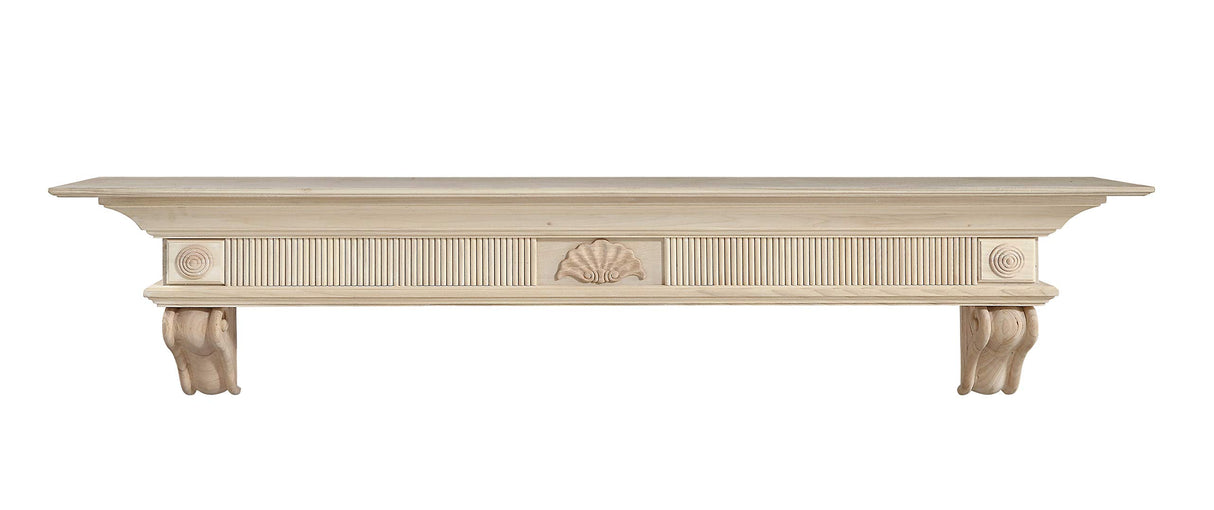 Pearl Mantels ARYB72416 Elegantly Detailed Wood Mantel Shelf, 72", Unfinished Pearl Mantels