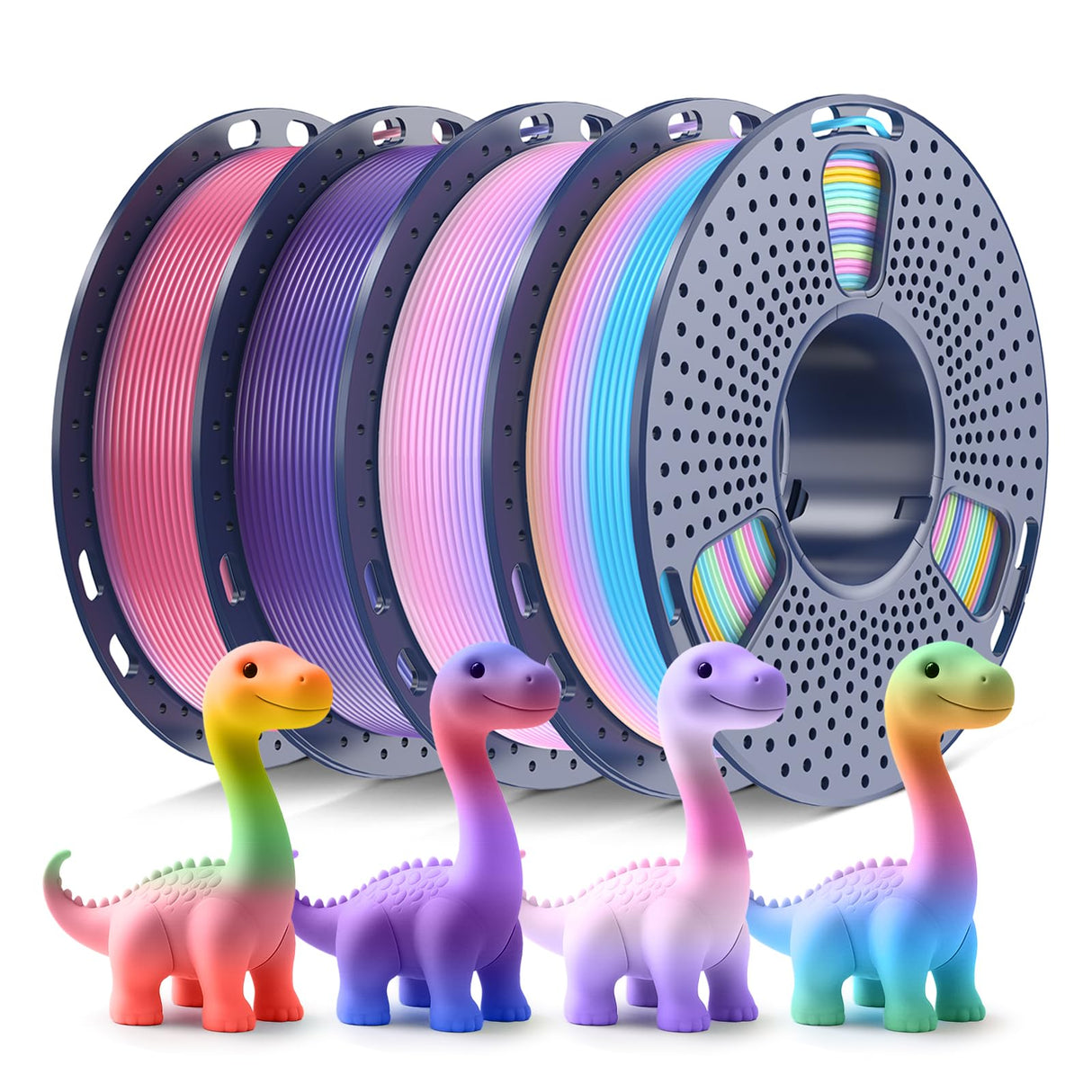 250g Rainbow PLA Filament 1.75mm Bundle, SUNLU 3D Printer Filament Neatly Wound, Fast Color Change Each 8 Meters, 250g Spool, 4 Rolls, Rainbow 01-04 YOOPAI