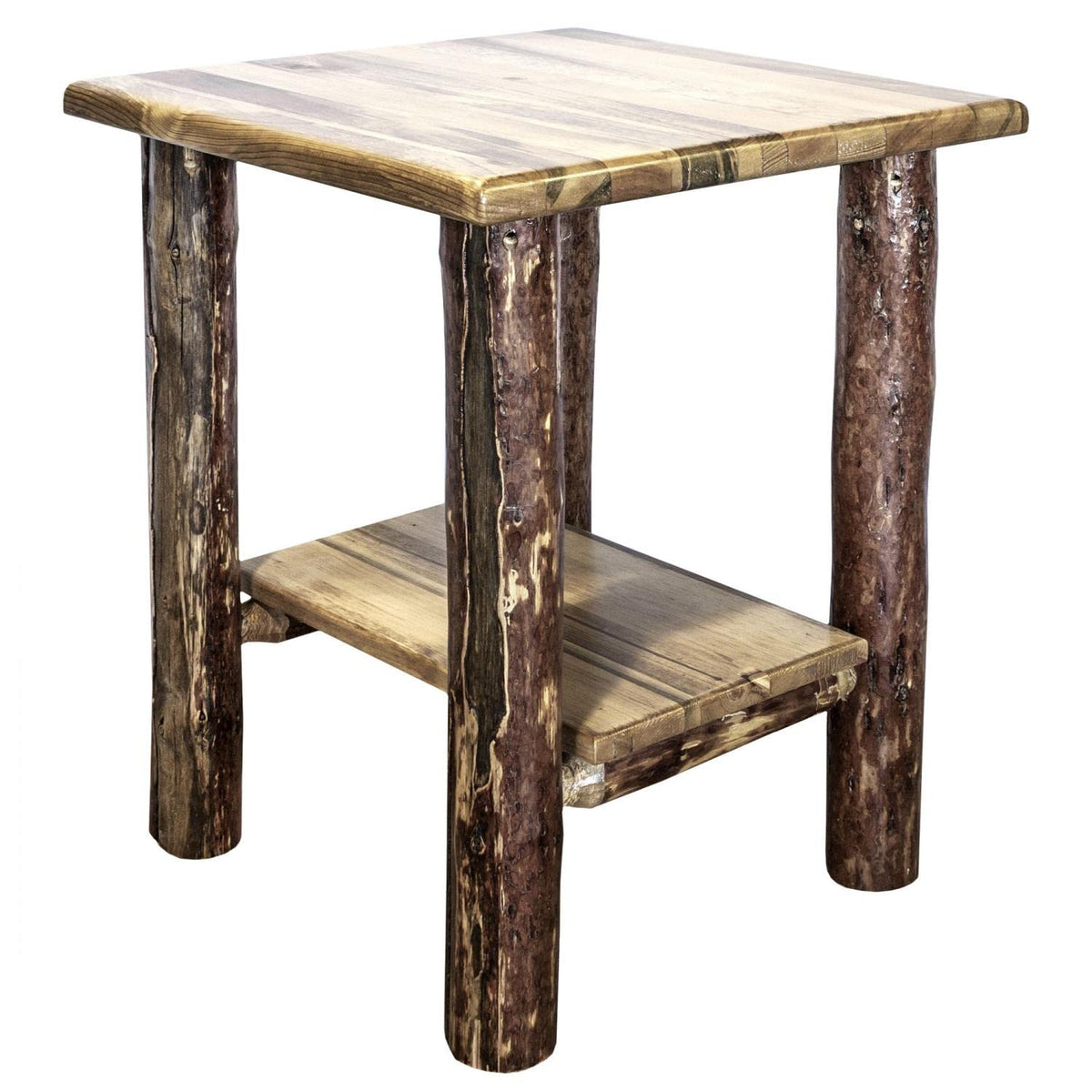 Montana Woodworks Log Nightstand with Shelf - Glacier Country Collection Montana Woodworks