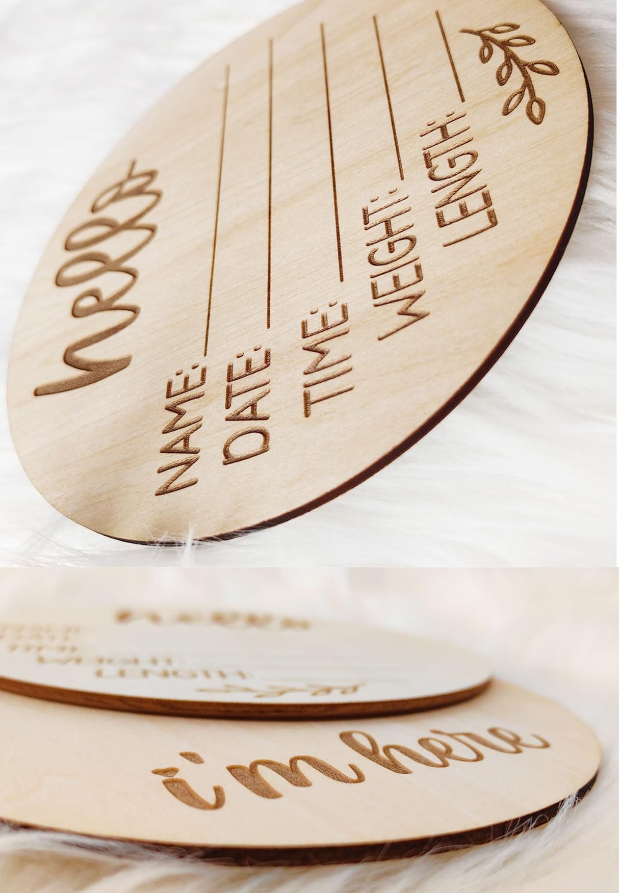 Baby Announcement Sign for Newborn,Name Announcement Sign with Ink Pad for Baby Hand and Footprints,Double-Sided Hello World Newborn Name Sign for ajdvart