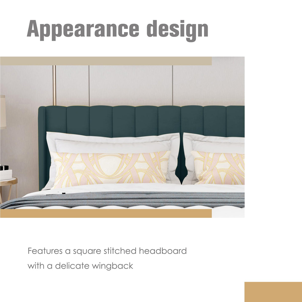 AGARTT Upholstered Platform Bed Frame King Size with Headboard and Footboard/Wooden Slats Support/No Box Spring Needed/Easy Assembly,Green Velvet AGARTT