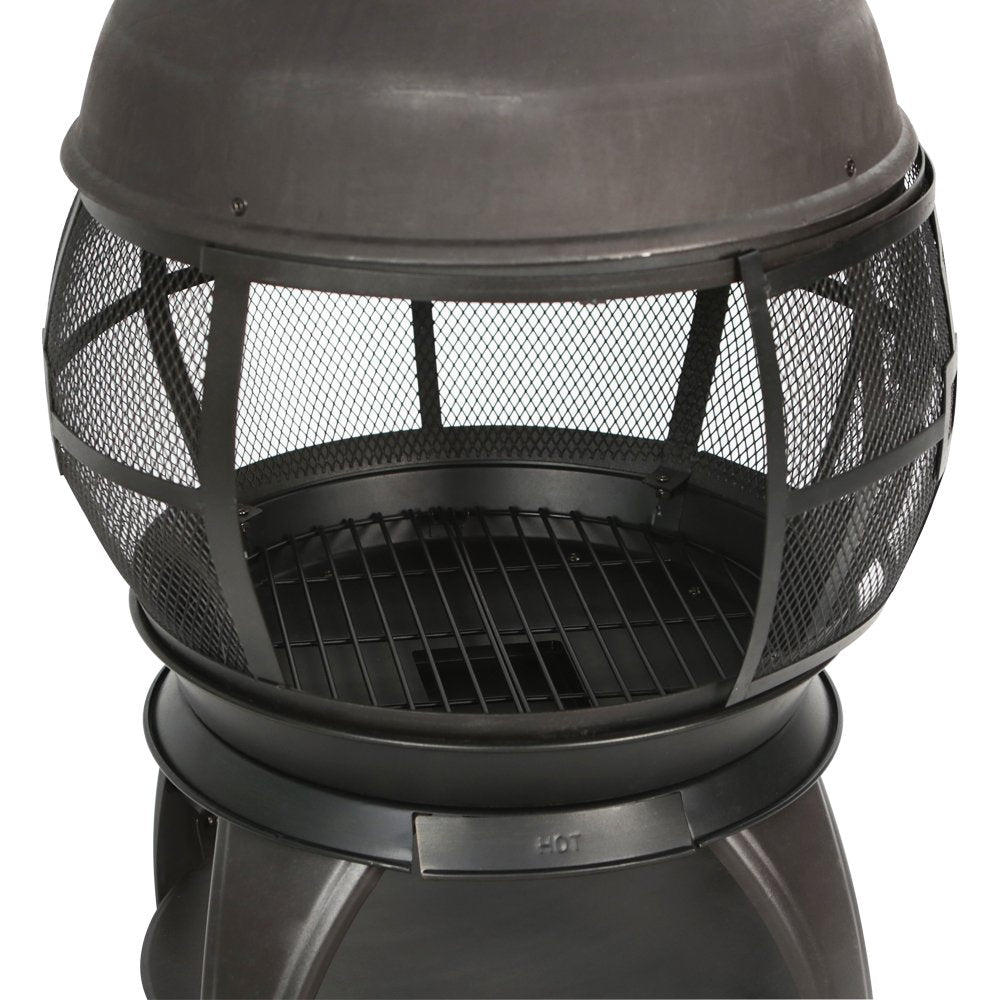 BALI OUTDOORS Wood Burning Fire Pits Chimenea Outdoor Fireplace Wooden Firepit, Brown-Black BALI OUTDOORS