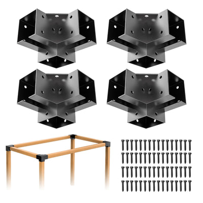 Pergola Brackets 4x4 3-Way 4pcs Right Angle Corner Bracket, Easy Installation Crossbeam Corner Brackets for Gazebos, Patio Pergolas, Log Cabin Outdoor
