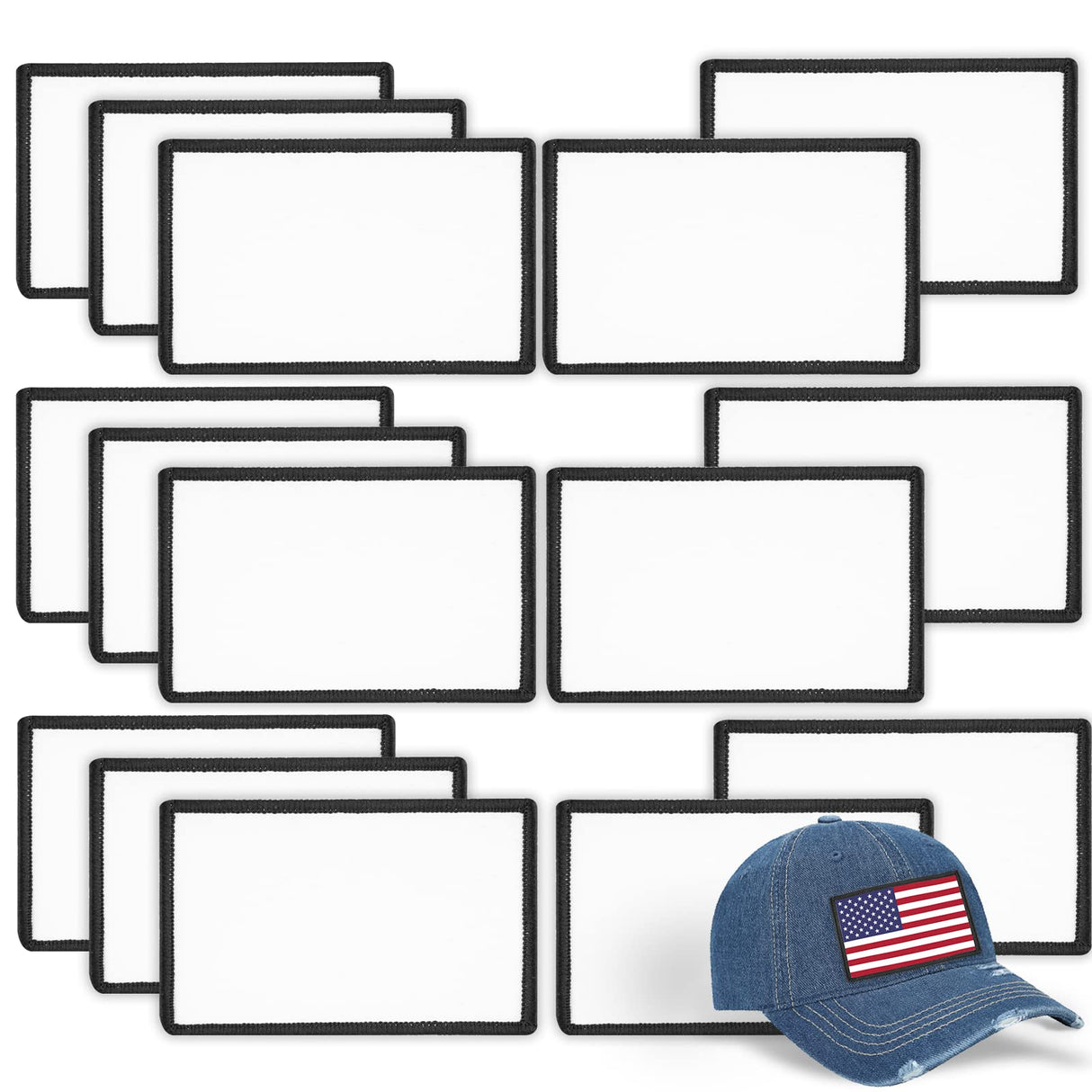 15 PCs Sublimation Patches - Iron On Blank Patches for DIY Crafts Hats Caps Backpack Uniforms (Rectangle / 15PCs) Gadjica