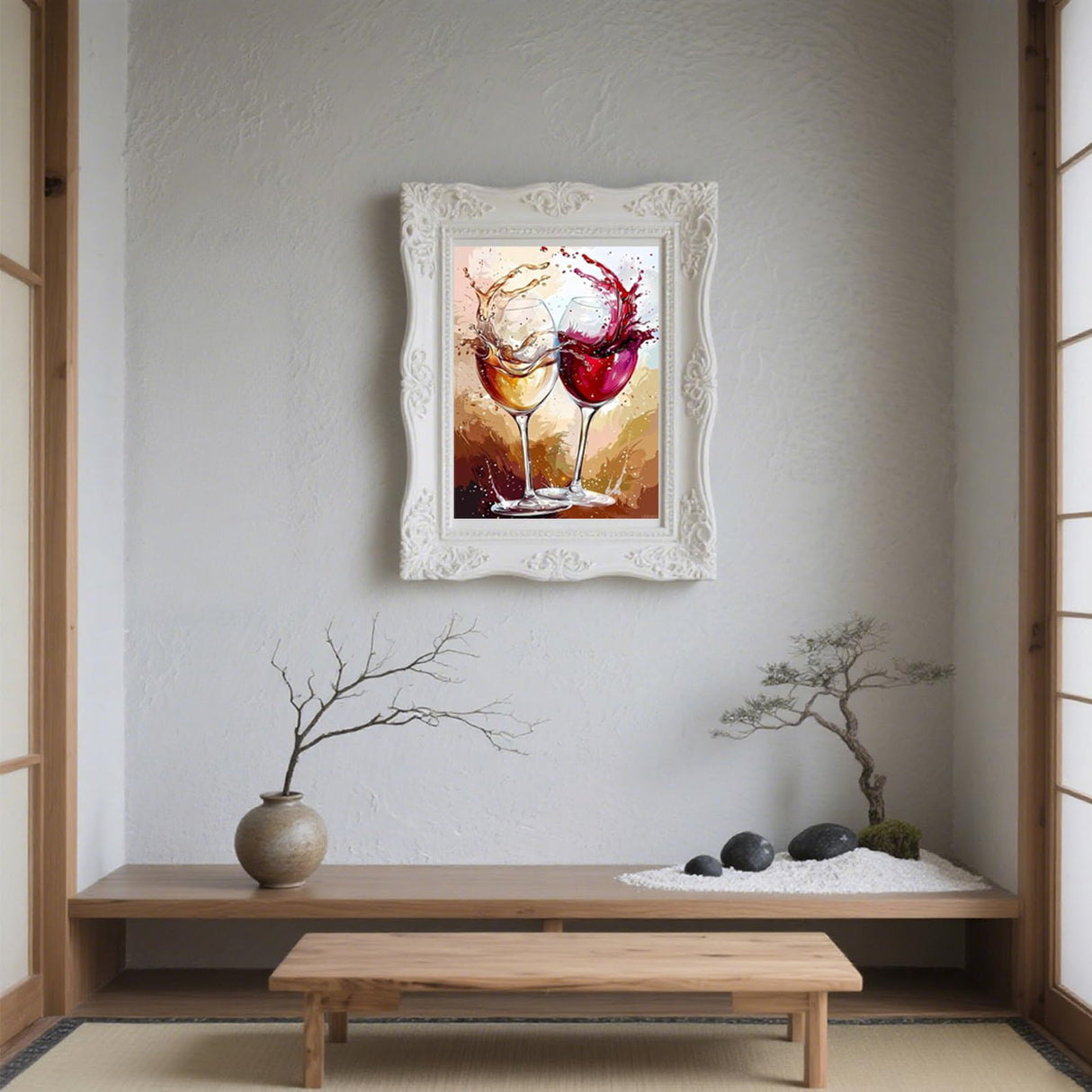 UIBDVKS 5D Wine Glasses Clinking Together Diamond Painting Kits for Adults DIY Glass Diamond Art Kits for Beginner Full Drill Glass Diamonds Painting Gem Art for Gift Wall Decor 12x16 inch UIBDVKS