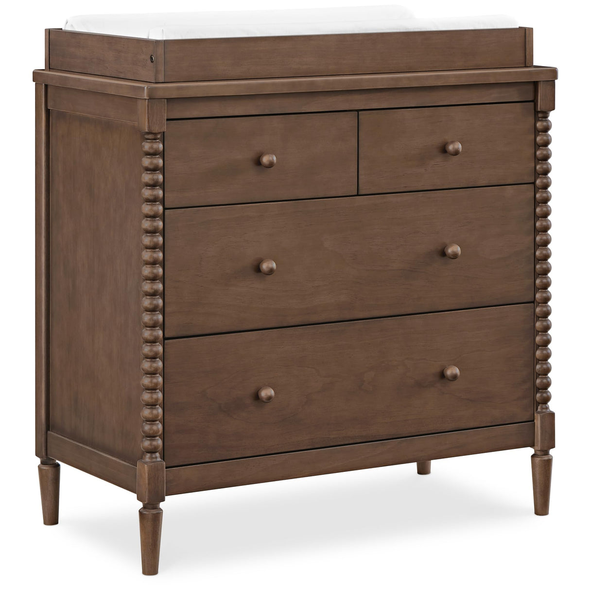 Delta Children Saint 4 Drawer Dresser with Changing Top and Interlocking Drawers, Teak Brown Delta Children