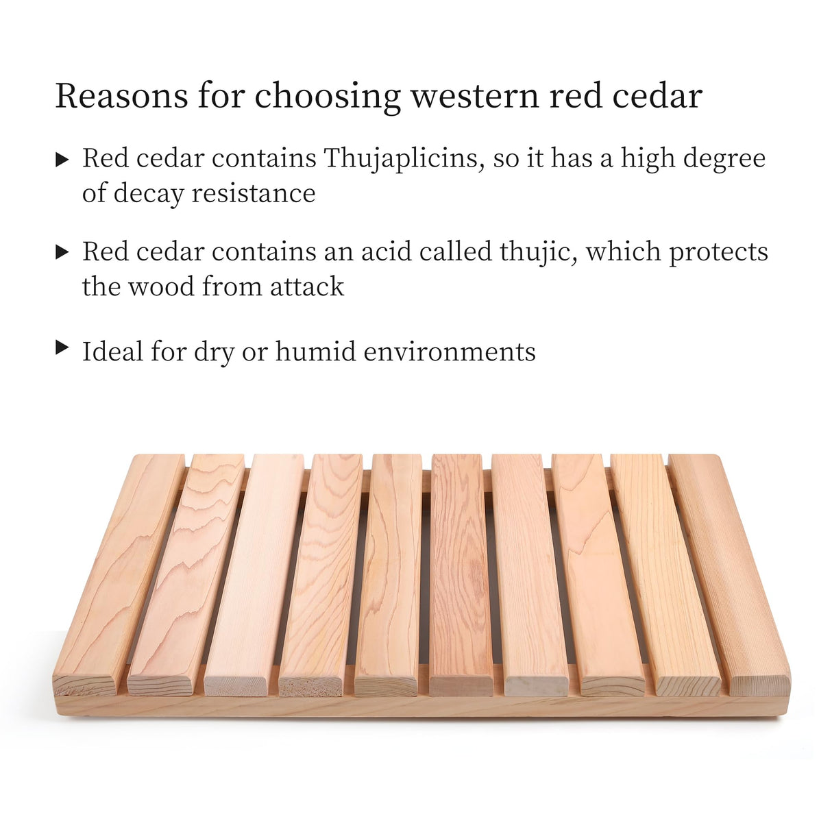 bingaai Cedar Wood Shower Mat, Cedar Wooden Bath Mats, Small Wood Bath Mat 20 x 13 in, Shower Stall Mat Non-Slip for Bathroom Bathtub Spa Sauna Garden Home, Wooden Floor Mat for Indoor and Outdoor bingaai