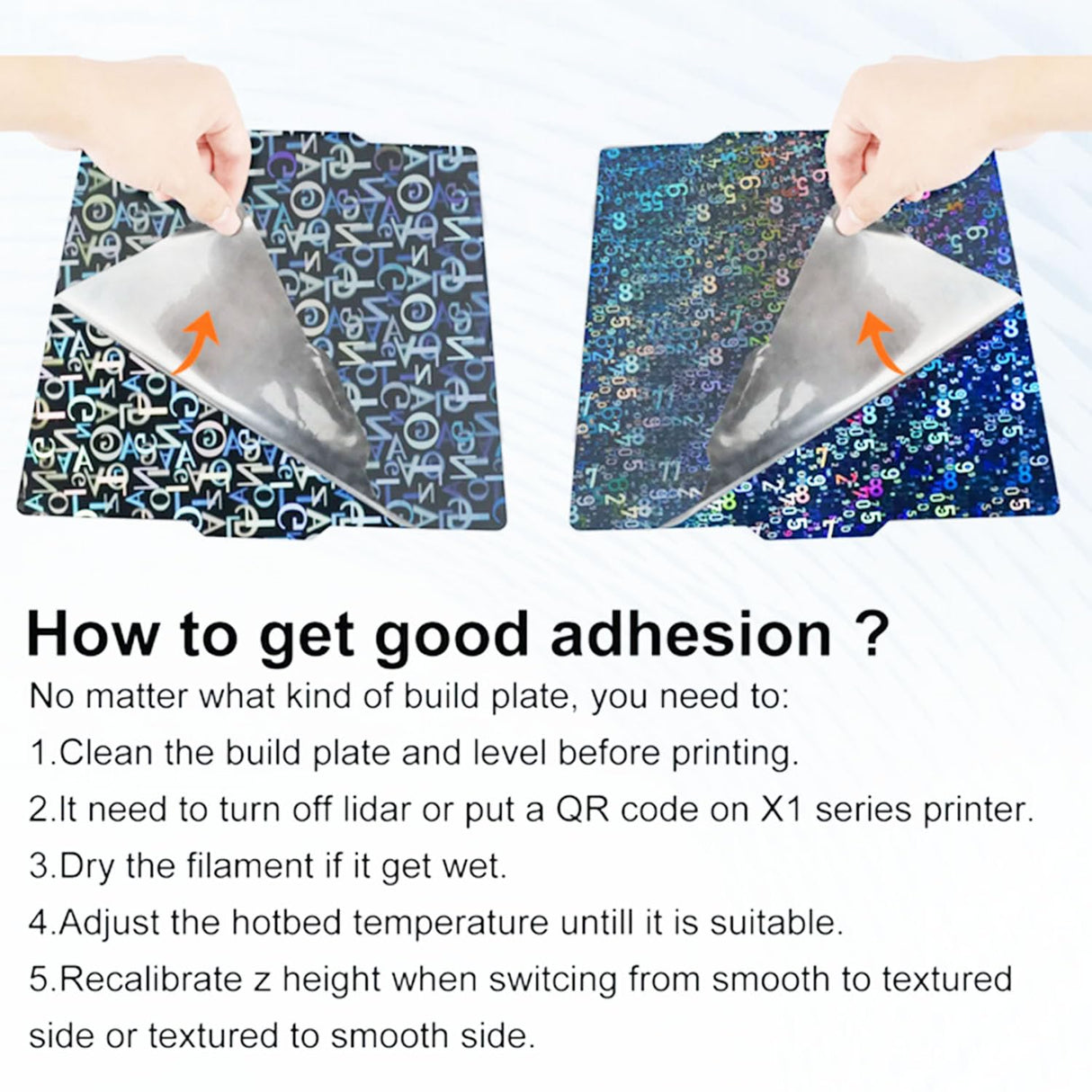 HzdaDeve Double Sided Build Plate 257.5x257.5MM Spring Steel Flexible Platform Print Bed Light Beam H1H Phantom Heated Board for Bambu Lab X1/X1C/X1E/P1P/P1S/A1 3D Printer (Alphabet+Number) HzdaDeve