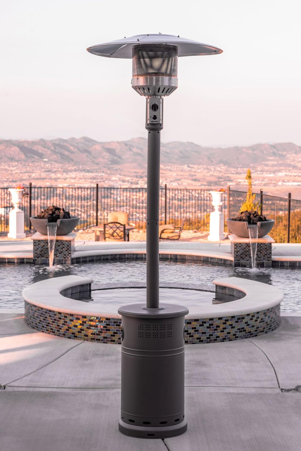 Nexgrill Sundara 92" Bronze Outdoor Patio Heater, 48,000 BTUs, 2 Wheel Transport, Electronic Ignition, Easy Tank Access, Control Knob, Propane Heater for Porch, Garden, Backyard - 920-01002 Nexgrill