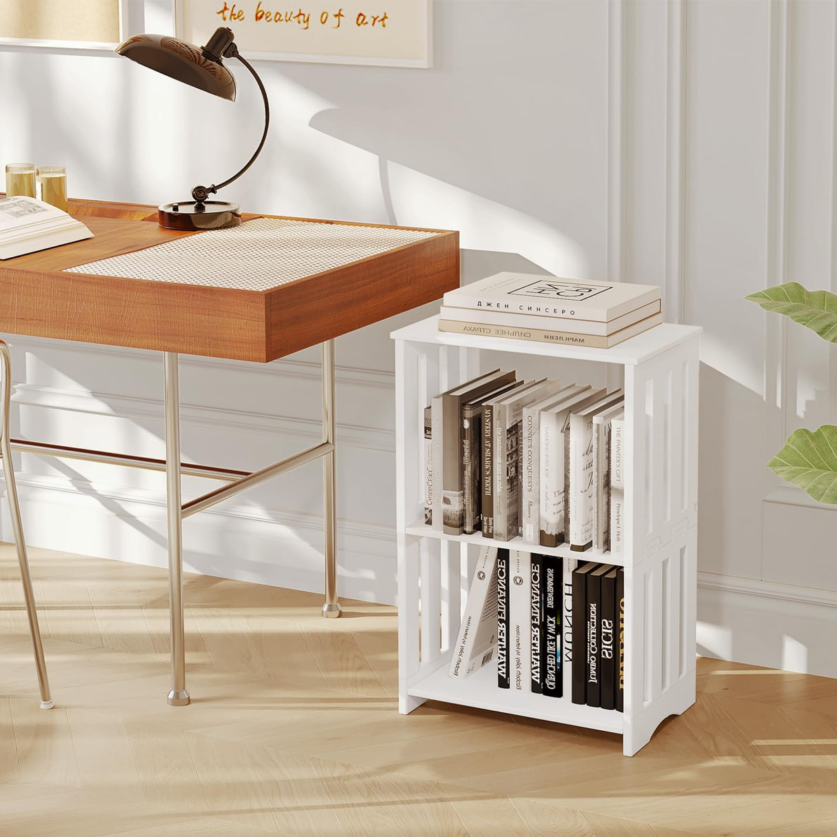 HAYOFAMY 3-Tier End Table Nightstand White, Narrow Side Table with Storage Shelf, Small Bookshelf Bedside Table for Bedroom, Living Room, Office, Bathroom HAYOFAMY